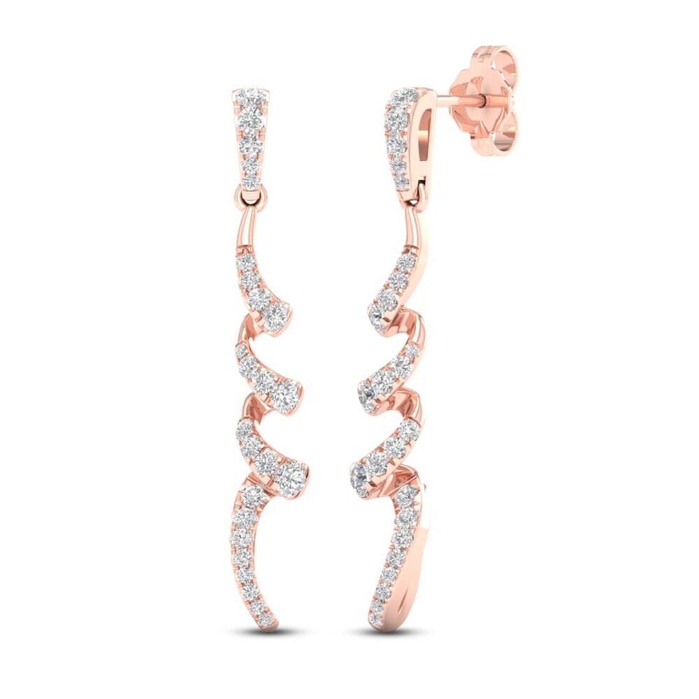 Diamond Dangle Earrings 1/2 ct tw Round 10K Rose Gold QA0CcS66 Diamond Dangle Earrings 1/2 ct tw Round 10K Rose Gold QA0CcS66