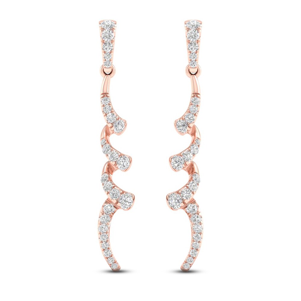 Diamond Dangle Earrings 1/2 ct tw Round 10K Rose Gold QA0CcS66 Diamond Dangle Earrings 1/2 ct tw Round 10K Rose Gold QA0CcS66