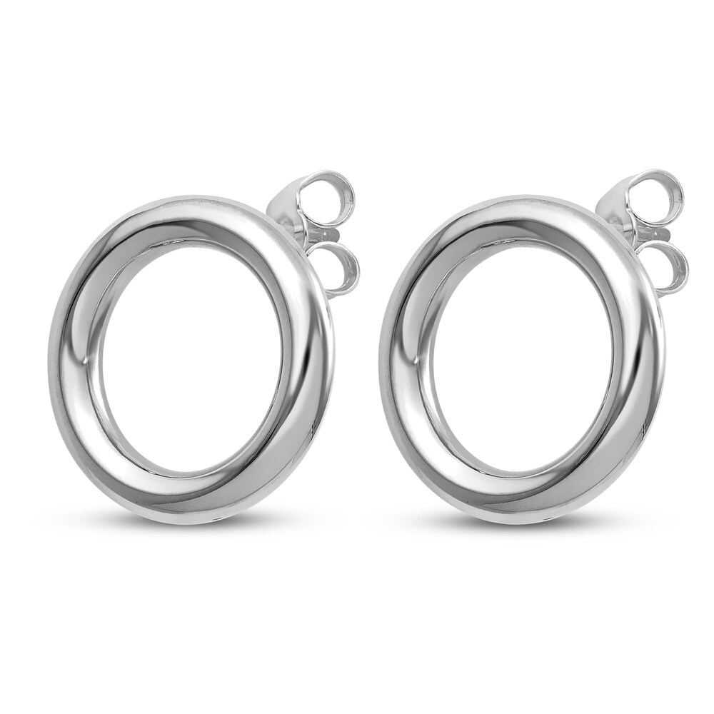 Polished Circle Stud Earrings 14K White Gold QBS3ONtq Polished Circle Stud Earrings 14K White Gold QBS3ONtq