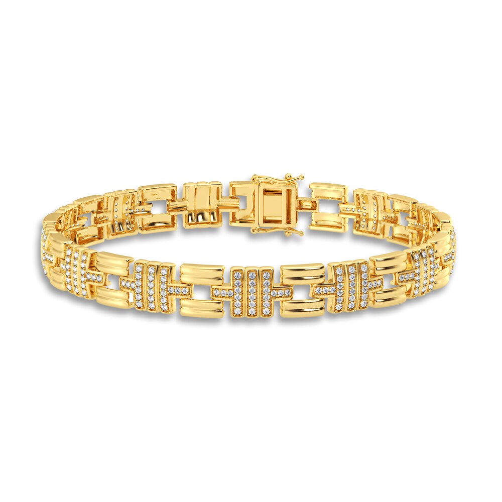Men's Diamond Bracelet 1 ct tw Round 14K Yellow Gold 8.5" QDZ0azI0 Men's Diamond Bracelet 1 ct tw Round 14K Yellow Gold 8.5" QDZ0azI0