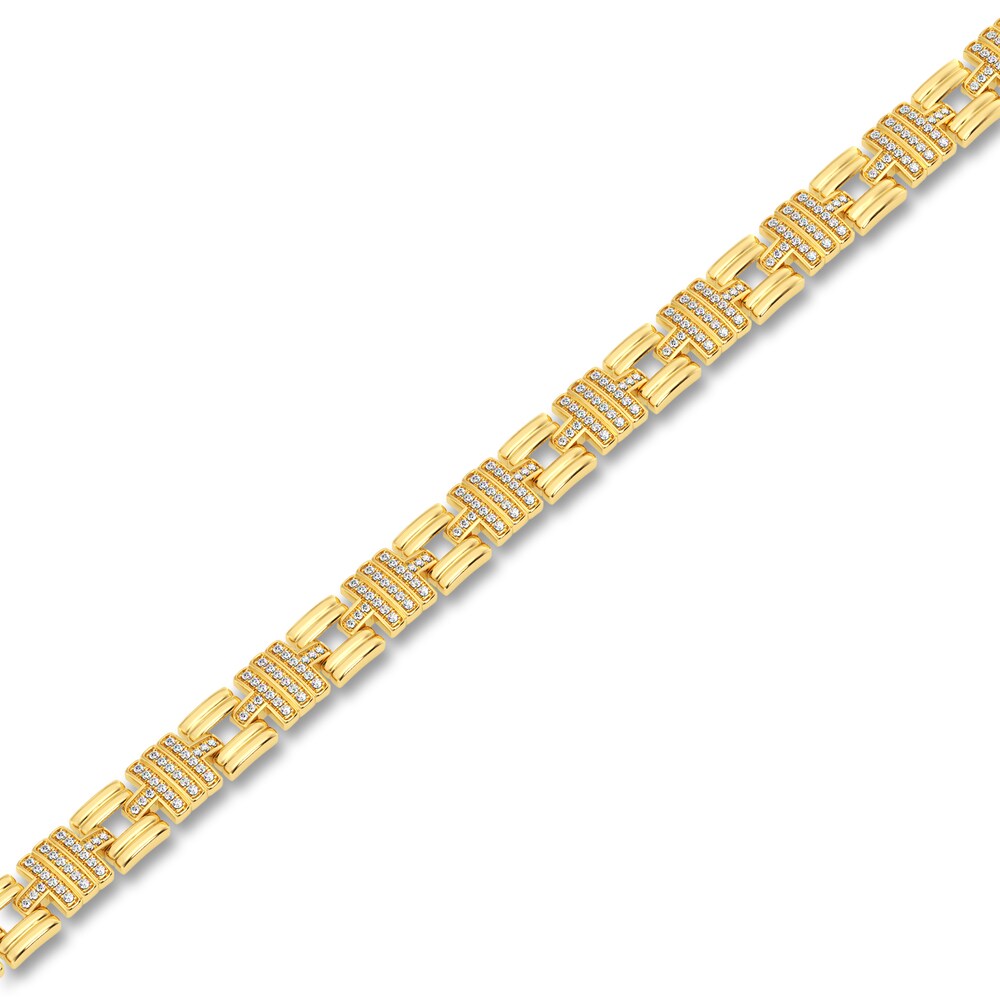 Men\'s Diamond Bracelet 1 ct tw Round 14K Yellow Gold 8.5\" QDZ0azI0