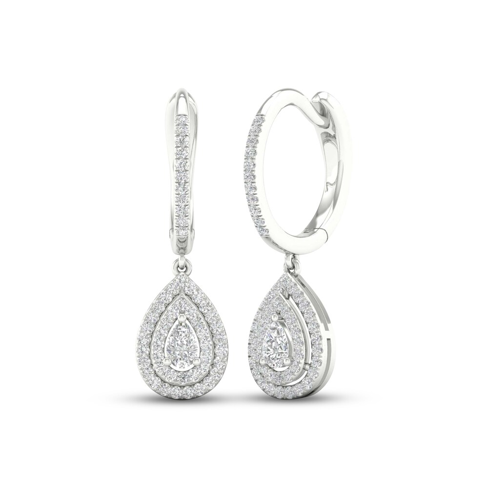Diamond Drop Earrings 1/2 ct tw Pear-shaped/Round 14K White Gold QL1bdYO1 Diamond Drop Earrings 1/2 ct tw Pear-shaped/Round 14K White Gold QL1bdYO1