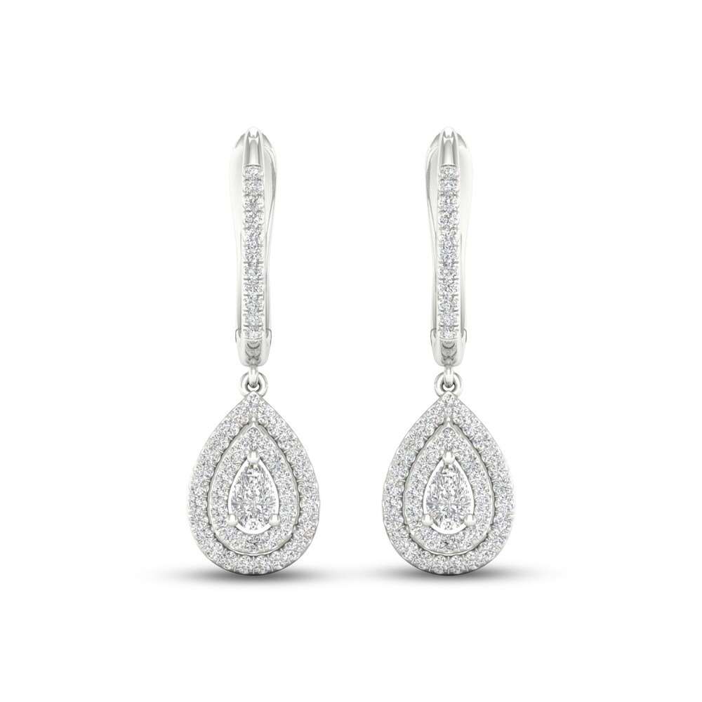Diamond Drop Earrings 1/2 ct tw Pear-shaped/Round 14K White Gold QL1bdYO1 Diamond Drop Earrings 1/2 ct tw Pear-shaped/Round 14K White Gold QL1bdYO1