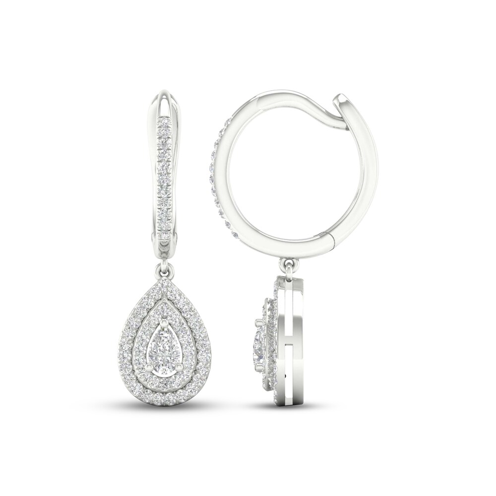 Diamond Drop Earrings 1/2 ct tw Pear-shaped/Round 14K White Gold QL1bdYO1 Diamond Drop Earrings 1/2 ct tw Pear-shaped/Round 14K White Gold QL1bdYO1