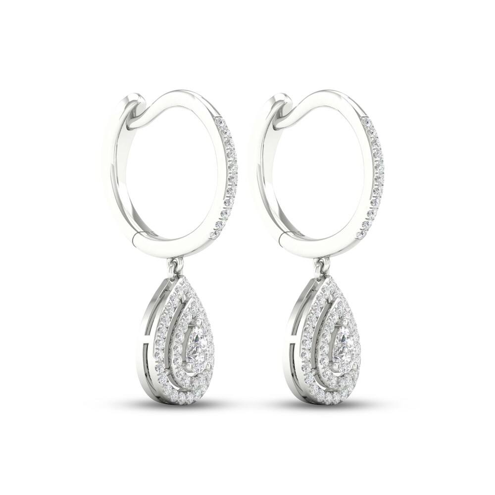 Diamond Drop Earrings 1/2 ct tw Pear-shaped/Round 14K White Gold QL1bdYO1 Diamond Drop Earrings 1/2 ct tw Pear-shaped/Round 14K White Gold QL1bdYO1