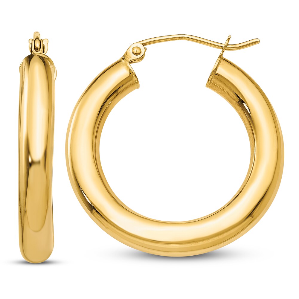 Lightweight Tube Hoop Earrings 14K Yellow Gold QVKzECHe Lightweight Tube Hoop Earrings 14K Yellow Gold QVKzECHe