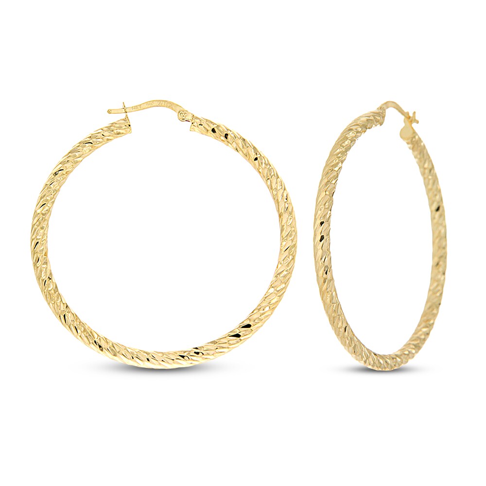 Patterned Hoop Earrings 14K Yellow Gold QXYsRWY5 Patterned Hoop Earrings 14K Yellow Gold QXYsRWY5
