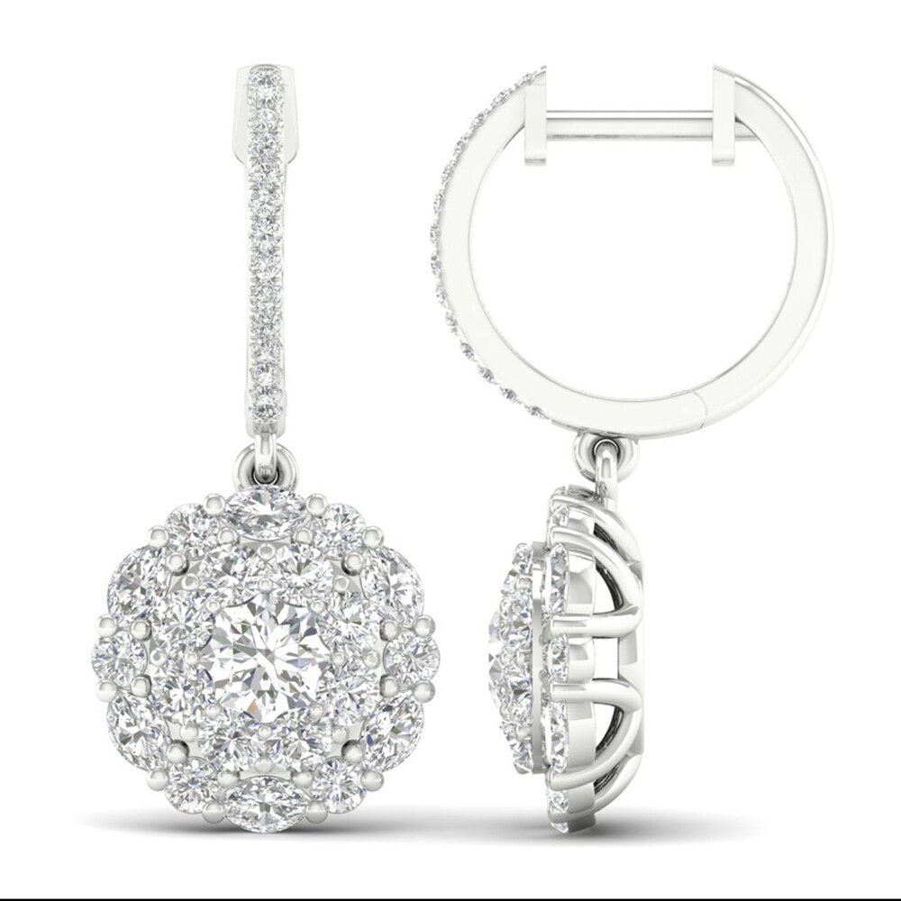 Diamond Earrings 2-1/2 ct tw Round/Marquise 14K White Gold Qakv6tpn Diamond Earrings 2-1/2 ct tw Round/Marquise 14K White Gold Qakv6tpn