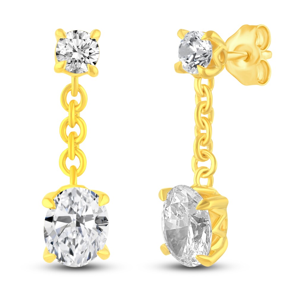Certified Lab-Created Diamond Dangle Earrings 2-1/2 ct tw Oval/Round 14K Yellow Gold QpY7qBK7 Certified Lab-Created Diamond Dangle Earrings 2-1/2 ct tw Oval/Round 14K Yellow Gold QpY7qBK7