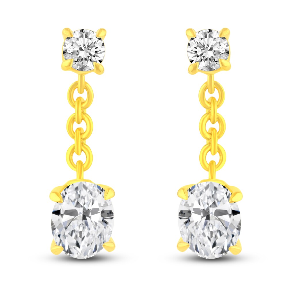 Certified Lab-Created Diamond Dangle Earrings 2-1/2 ct tw Oval/Round 14K Yellow Gold QpY7qBK7 Certified Lab-Created Diamond Dangle Earrings 2-1/2 ct tw Oval/Round 14K Yellow Gold QpY7qBK7