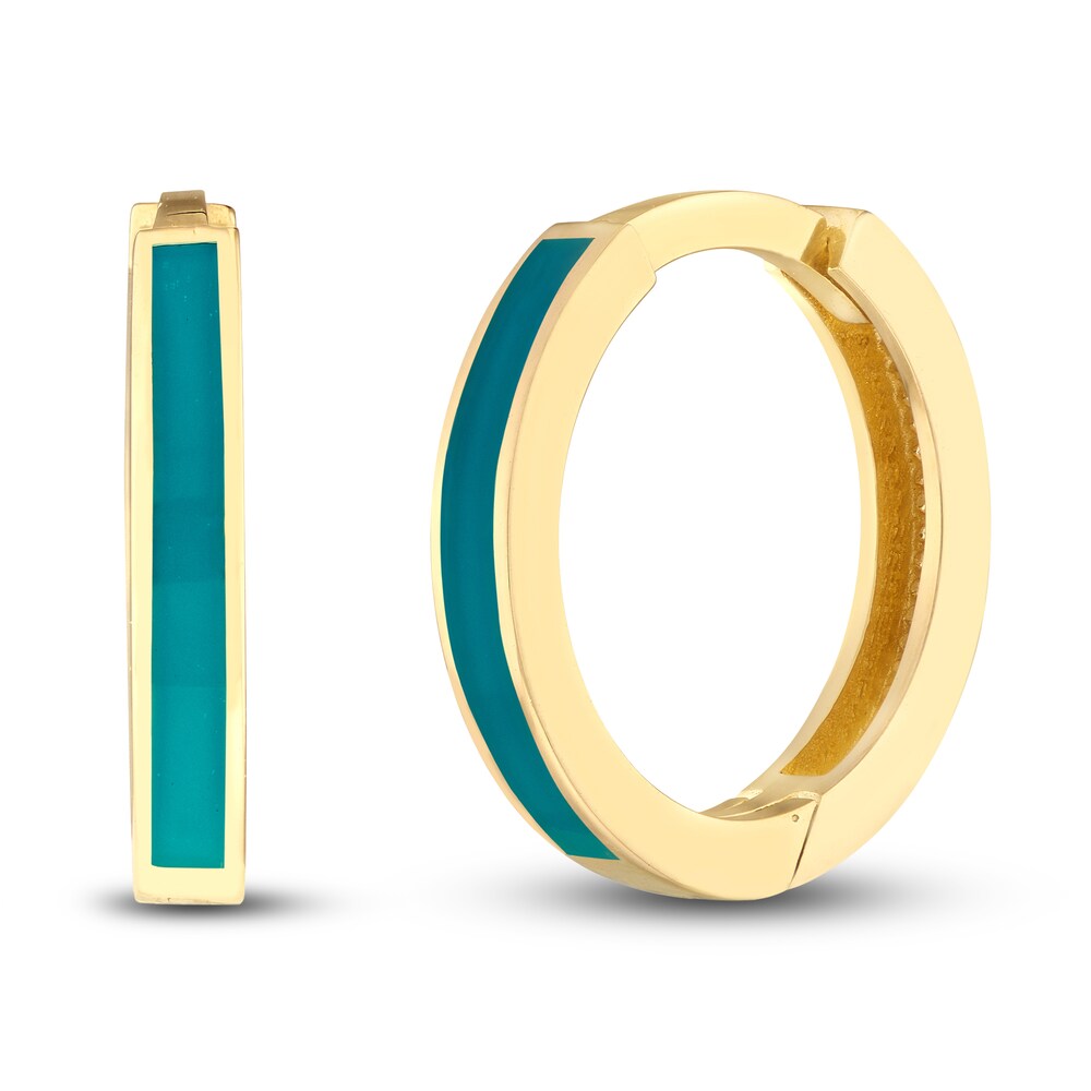 Huggie Earrings Turquoise Enamel 14K Yellow Gold QsWfnf9y Huggie Earrings Turquoise Enamel 14K Yellow Gold QsWfnf9y