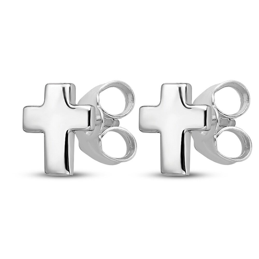 Cross Stud Earrings 14K White Gold Qsk0MMgR Cross Stud Earrings 14K White Gold Qsk0MMgR