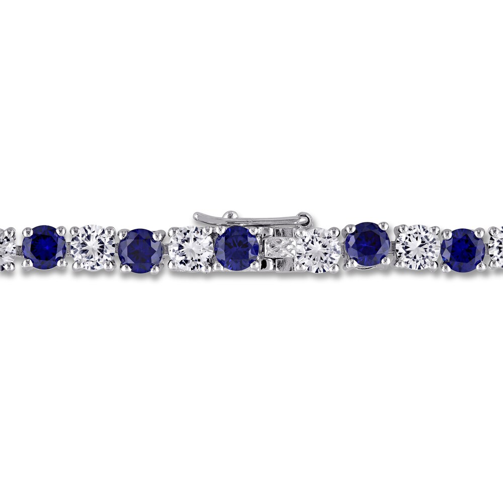 Lab-Created Sapphire Bracelet Round Sterling Silver QxE23SP8