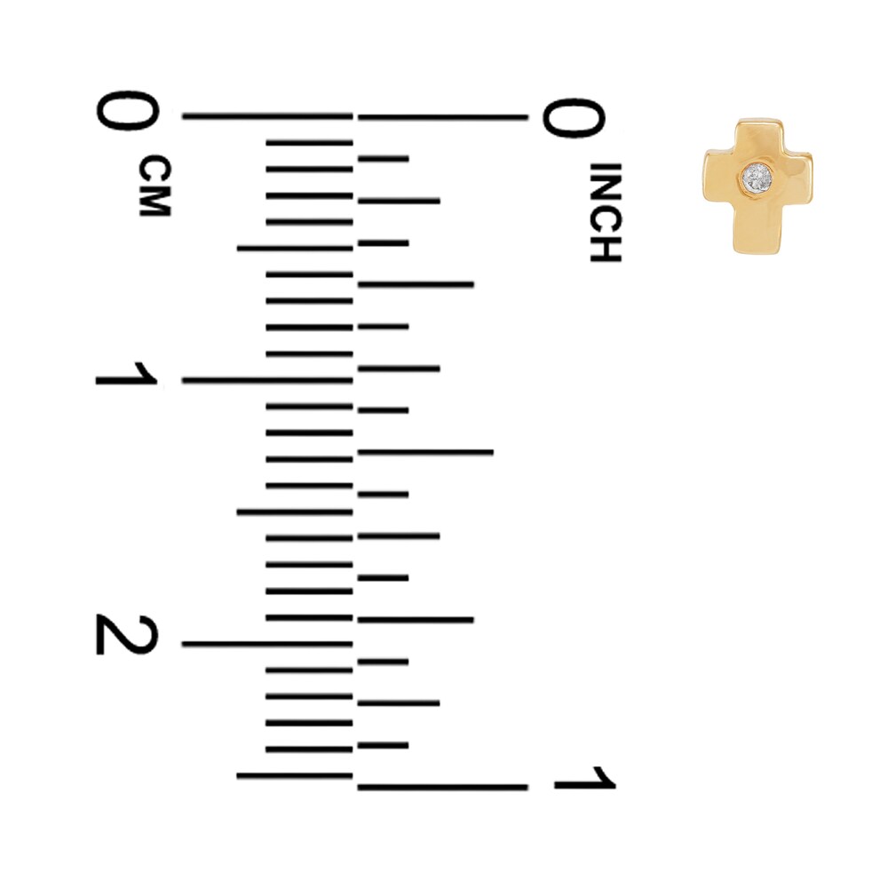 Children\'s Cross Stud Earrings Diamond Accents 14K Yellow Gold QygQ12Qc