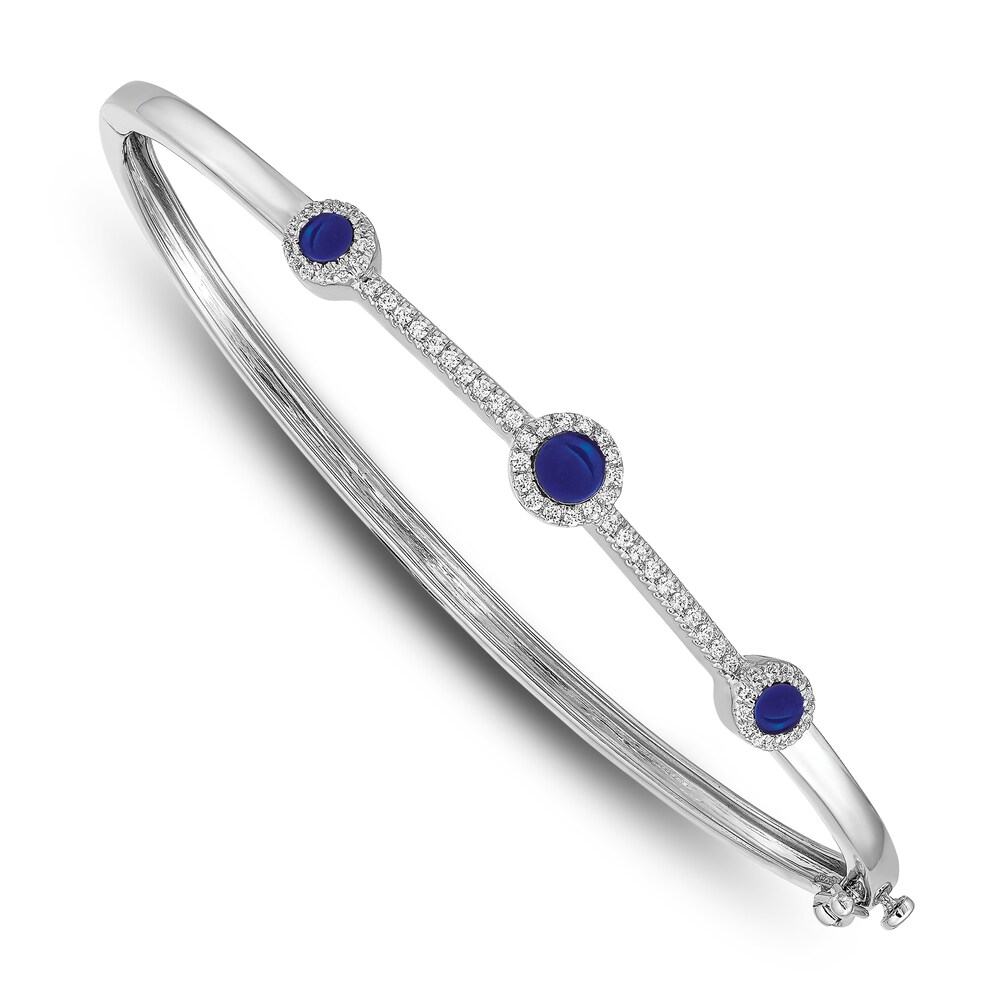 Natural Blue Sapphire Bangle Bracelet 1/4 ct tw Diamonds 14K White Gold R4Vz2rJG Natural Blue Sapphire Bangle Bracelet 1/4 ct tw Diamonds 14K White Gold R4Vz2rJG