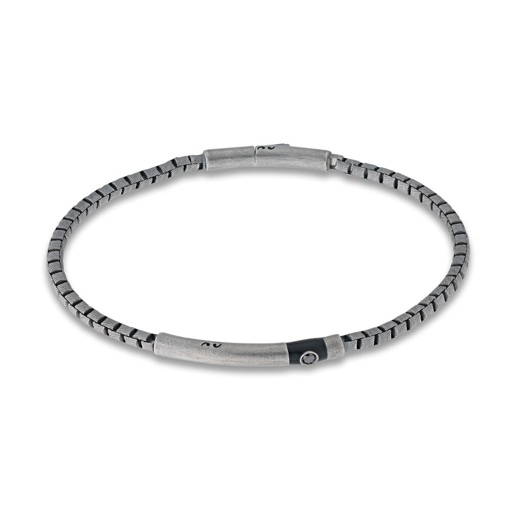 Marco Dal Maso Men's Black Diamond Accent Bracelet Black Enamel/Sterling Silver 8" R6xly3Zg Marco Dal Maso Men's Black Diamond Accent Bracelet Black Enamel/Sterling Silver 8" R6xly3Zg