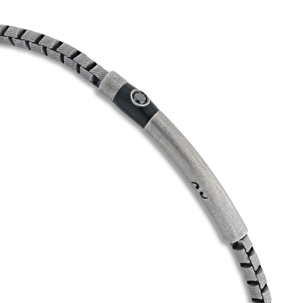 Marco Dal Maso Men\'s Black Diamond Accent Bracelet Black Enamel/Sterling Silver 8\" R6xly3Zg Marco Dal Maso Men\'s Black Diamond Accent Bracelet Black Enamel/Sterling Silver 8\" R6xly3Zg