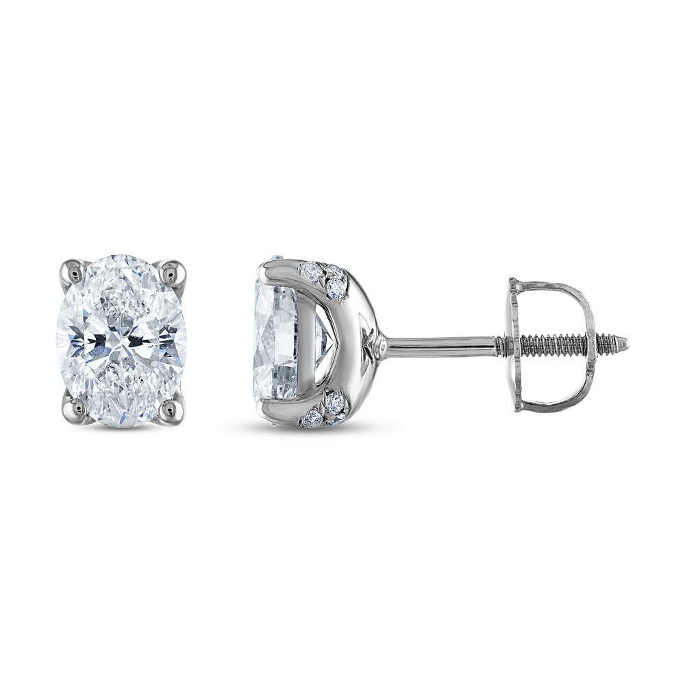 Royal Asscher Diamond Solitaire Stud Earrings 1-1/2 ct tw Oval 14K White Gold (SI2/I) R9WJzi5c