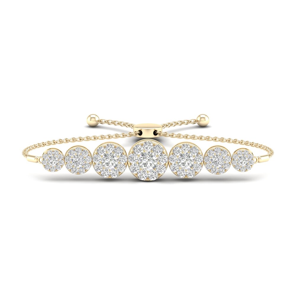 Diamond Bolo Bracelet 1 ct tw Round 10K Yellow Gold 7" RAOA44bg