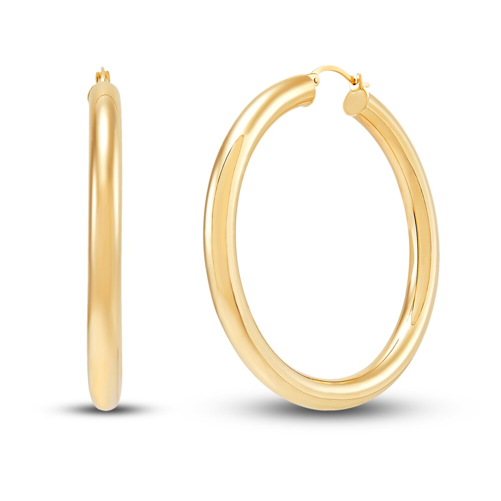 Round Tube Hoop Earrings 14K Yellow Gold RB0gy1cY Round Tube Hoop Earrings 14K Yellow Gold RB0gy1cY