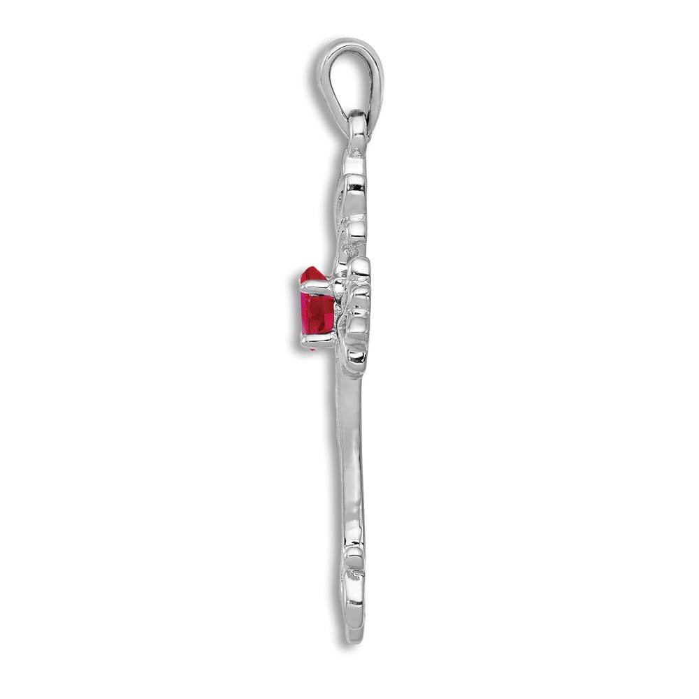 Natural Ruby Cross Pendant Charm 14K White Gold RIMW12p6 Natural Ruby Cross Pendant Charm 14K White Gold RIMW12p6