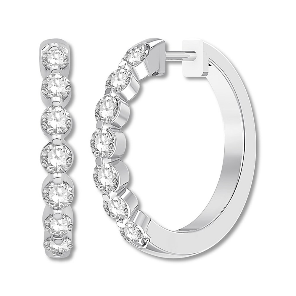 Colorless Diamond Hoop Earrings 1 ct tw 14K White Gold ROZIsv2e