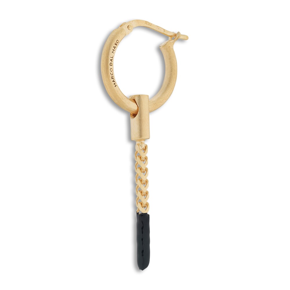 Marco Dal Maso Men's Short Mono Earring Black Enamel Sterling Silver/18K Yellow Gold-Plated ROc9BaeX Marco Dal Maso Men's Short Mono Earring Black Enamel Sterling Silver/18K Yellow Gold-Plated ROc9BaeX