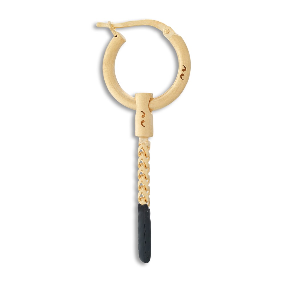 Marco Dal Maso Men\'s Short Mono Earring Black Enamel Sterling Silver/18K Yellow Gold-Plated ROc9BaeX Marco Dal Maso Men\'s Short Mono Earring Black Enamel Sterling Silver/18K Yellow Gold-Plated ROc9BaeX