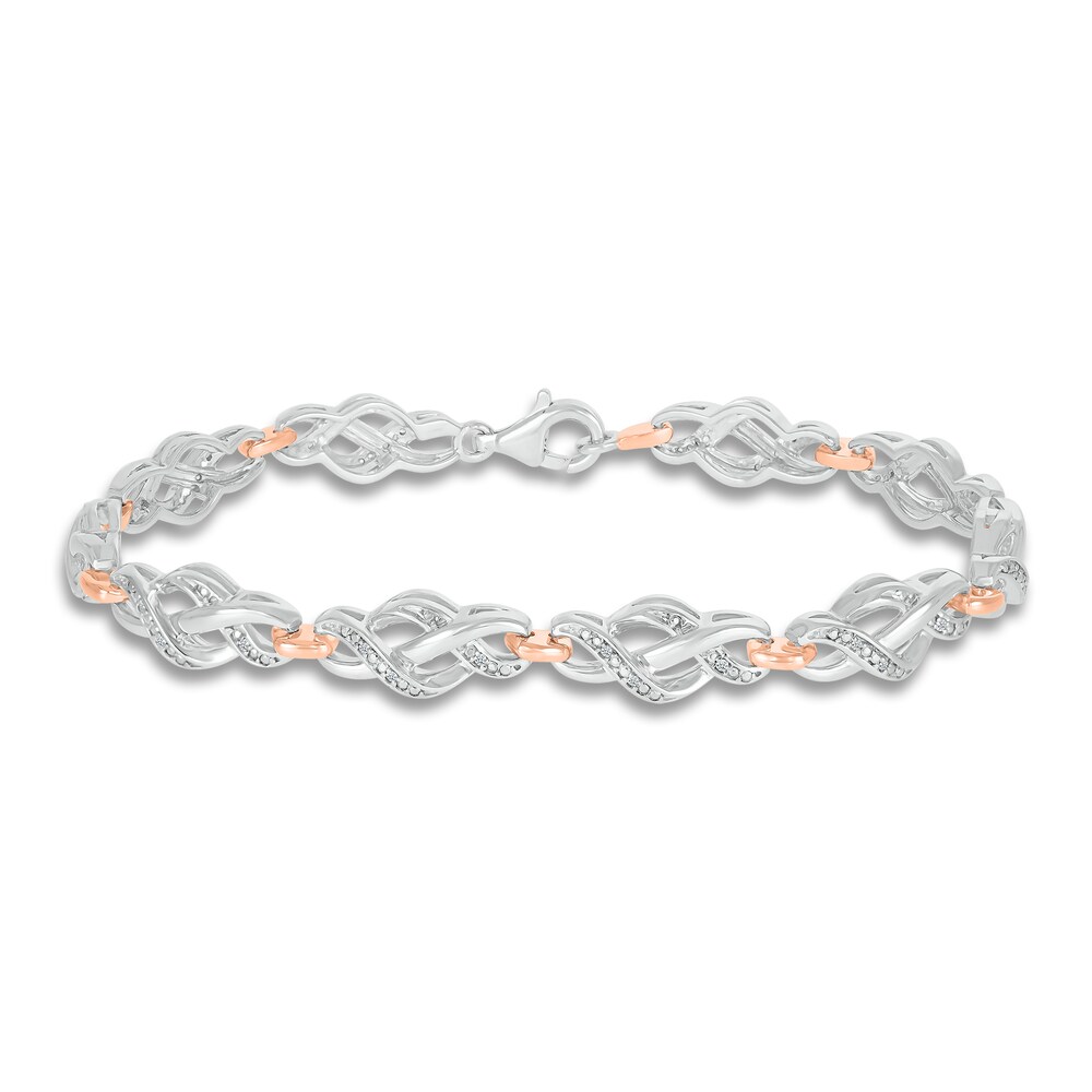 Diamond Bracelet 1/10 ct tw Round-cut Sterling Silver/10K Gold RQkR2z42 Diamond Bracelet 1/10 ct tw Round-cut Sterling Silver/10K Gold RQkR2z42