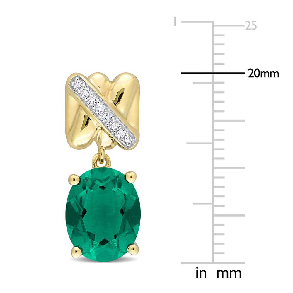Lab-Created Emerald Earrings 1/15 Diamonds 14K Yellow Gold RUwLjhV2 Lab-Created Emerald Earrings 1/15 Diamonds 14K Yellow Gold RUwLjhV2