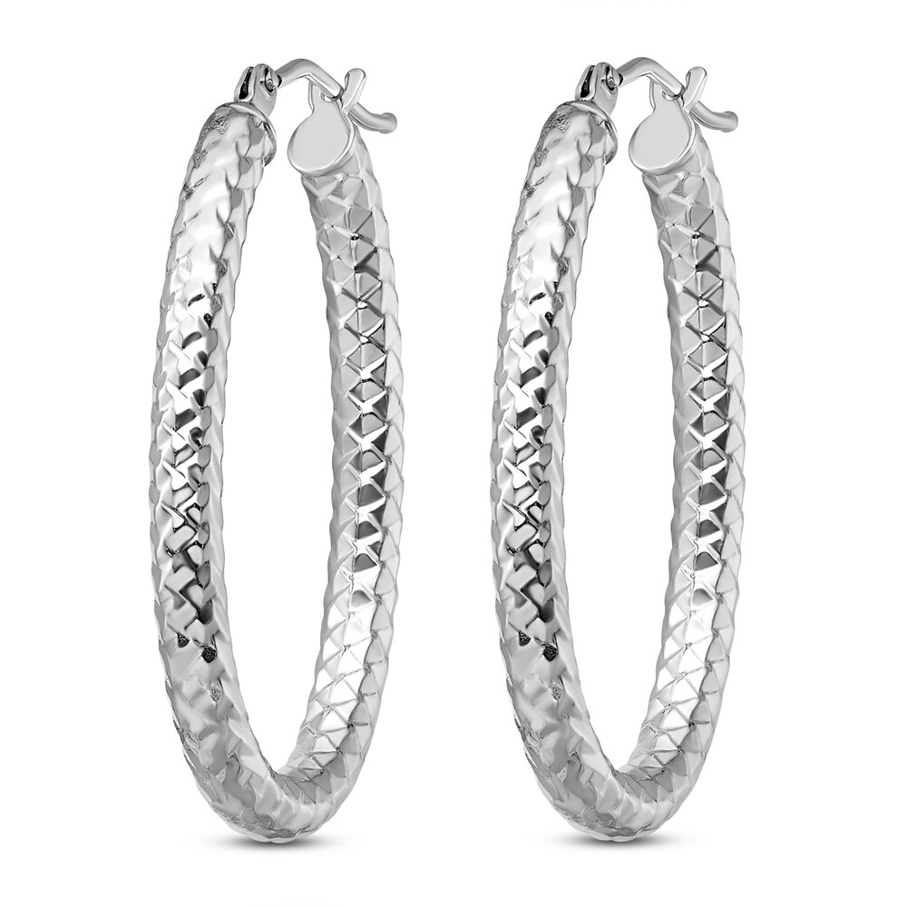 Polished Oval Hoop 14K White Gold Rcn4N1ab Polished Oval Hoop 14K White Gold Rcn4N1ab