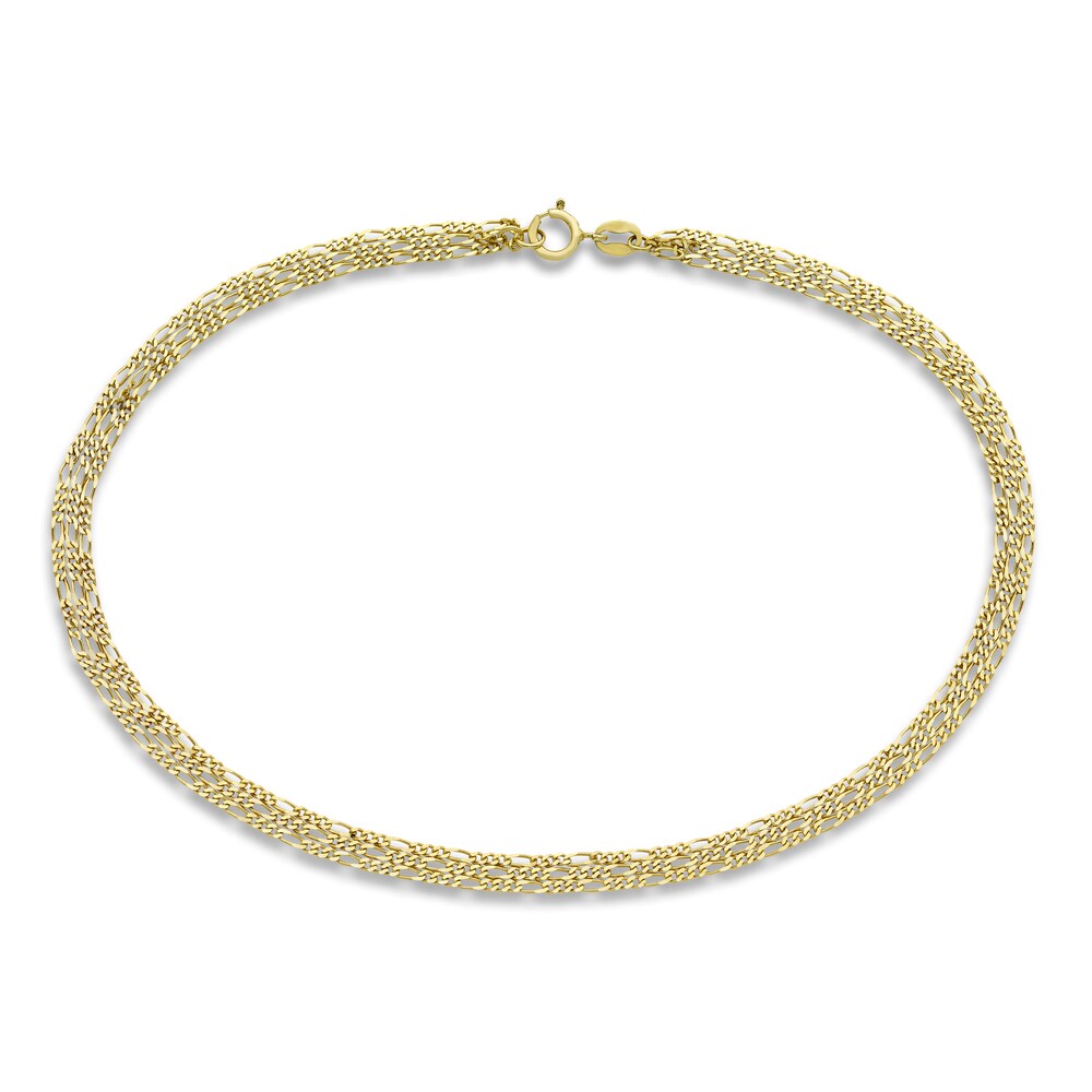 Triple Figaro Anklet 10K Yellow Gold 10" Rjjnsg36 Triple Figaro Anklet 10K Yellow Gold 10" Rjjnsg36