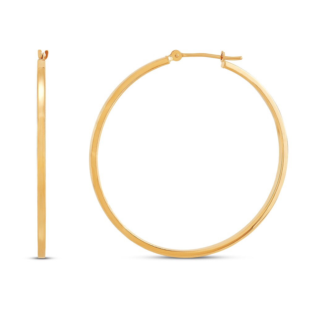 Square Tube Hoop Earrings 10K Yellow Gold 40mm RrJ46YEa Square Tube Hoop Earrings 10K Yellow Gold 40mm RrJ46YEa