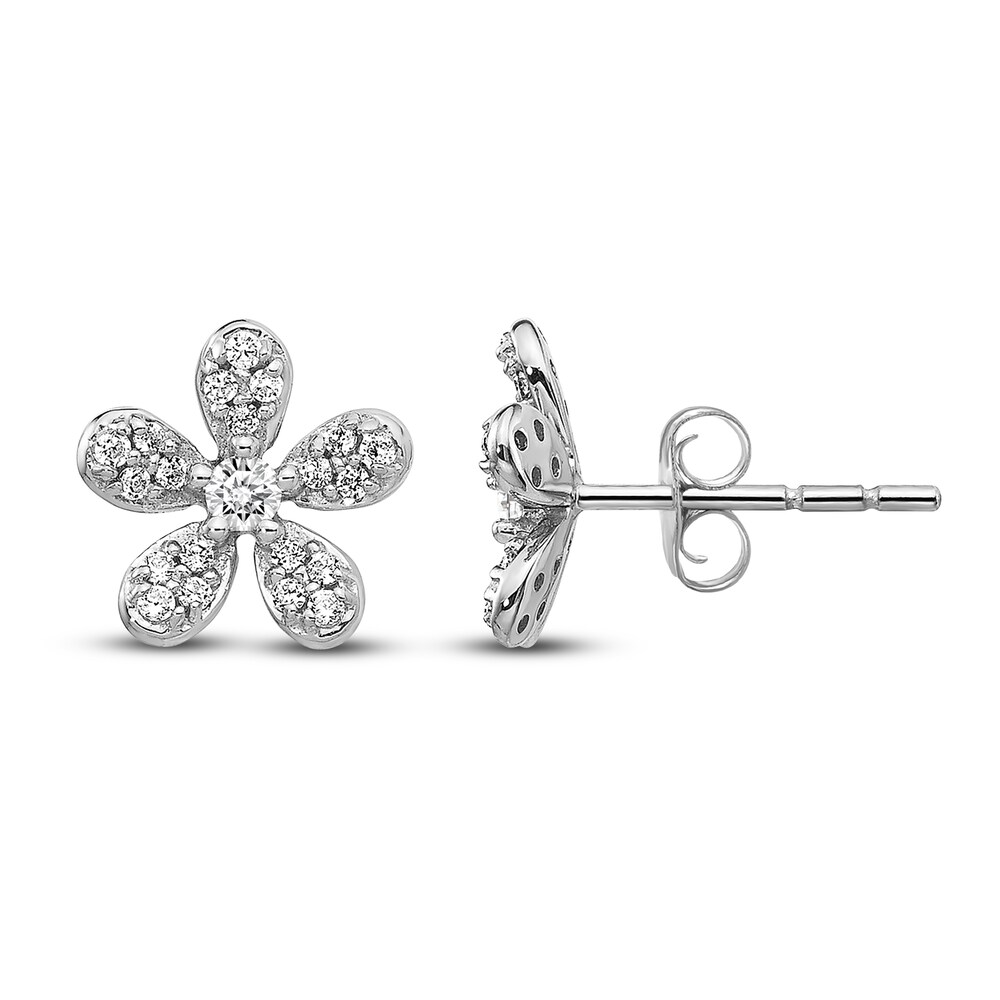 Diamond Flower Stud Earrings 1/4 ct tw Round 14K White Gold RtiEGgYf Diamond Flower Stud Earrings 1/4 ct tw Round 14K White Gold RtiEGgYf