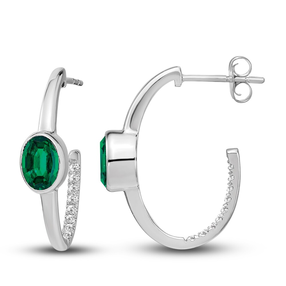Natural Emerald Hoop Earrings 1/5 ct tw Diamonds 14K White Gold RxSZzqRg Natural Emerald Hoop Earrings 1/5 ct tw Diamonds 14K White Gold RxSZzqRg