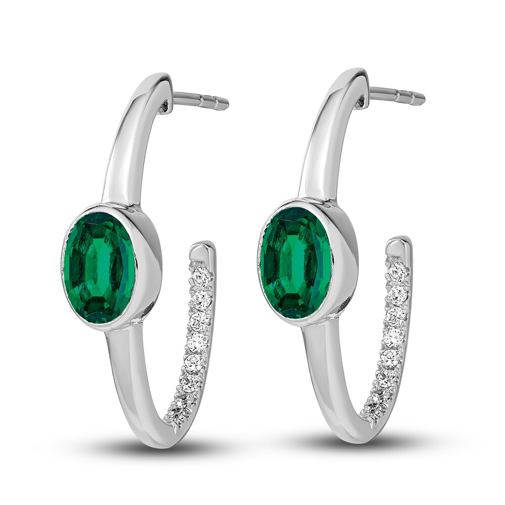 Natural Emerald Hoop Earrings 1/5 ct tw Diamonds 14K White Gold RxSZzqRg Natural Emerald Hoop Earrings 1/5 ct tw Diamonds 14K White Gold RxSZzqRg