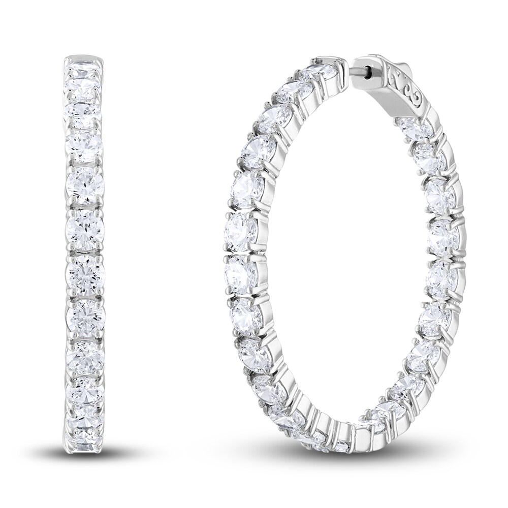 Diamond Hoop Earrings 7 ct tw Round 14K White Gold S1GguQjL