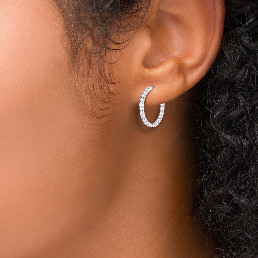 Diamond Hoop Earrings 7 ct tw Round 14K White Gold S1GguQjL