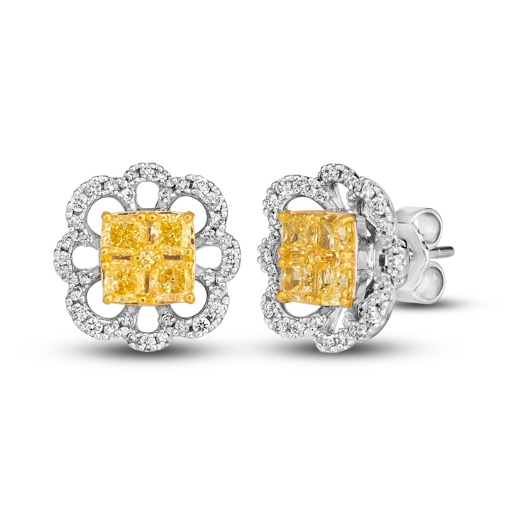 Le Vian Sunny Yellow Diamond Stud Earrings 1-1/3 ct tw Cushion/Round 14K Two-Tone Gold S6cQOZD9 Le Vian Sunny Yellow Diamond Stud Earrings 1-1/3 ct tw Cushion/Round 14K Two-Tone Gold S6cQOZD9