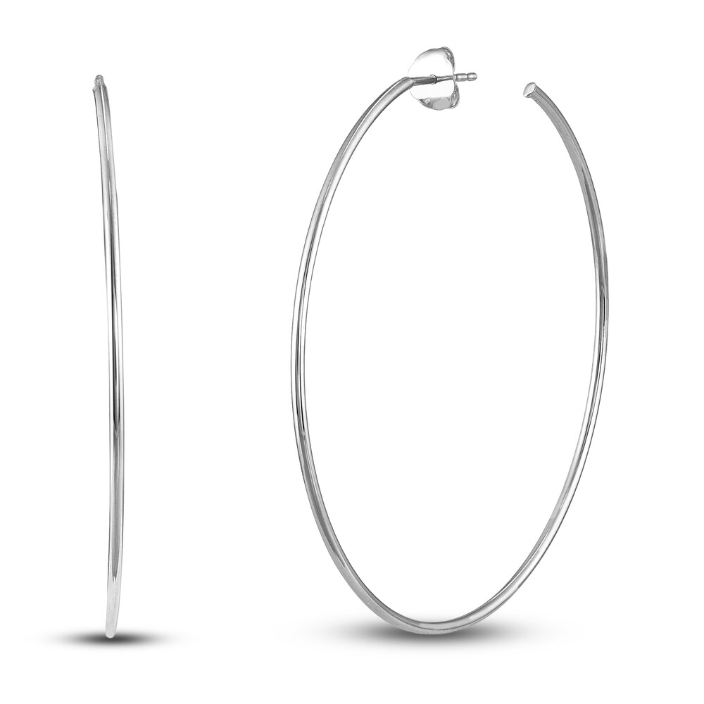 Round Wire Hoop Earrings 14K White Gold 50mm SAKPPRNw Round Wire Hoop Earrings 14K White Gold 50mm SAKPPRNw