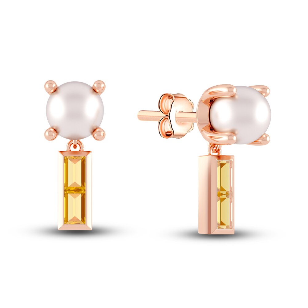 Juliette Maison Natural Citrine Baguette and Cultured Freshwater Pearl Earrings 10K Rose Gold SFAM48nT Juliette Maison Natural Citrine Baguette and Cultured Freshwater Pearl Earrings 10K Rose Gold SFAM48nT
