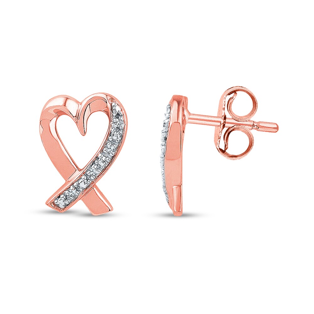 Heart Earrings Diamond Accents 10K Rose Gold SNDIqiDg Heart Earrings Diamond Accents 10K Rose Gold SNDIqiDg