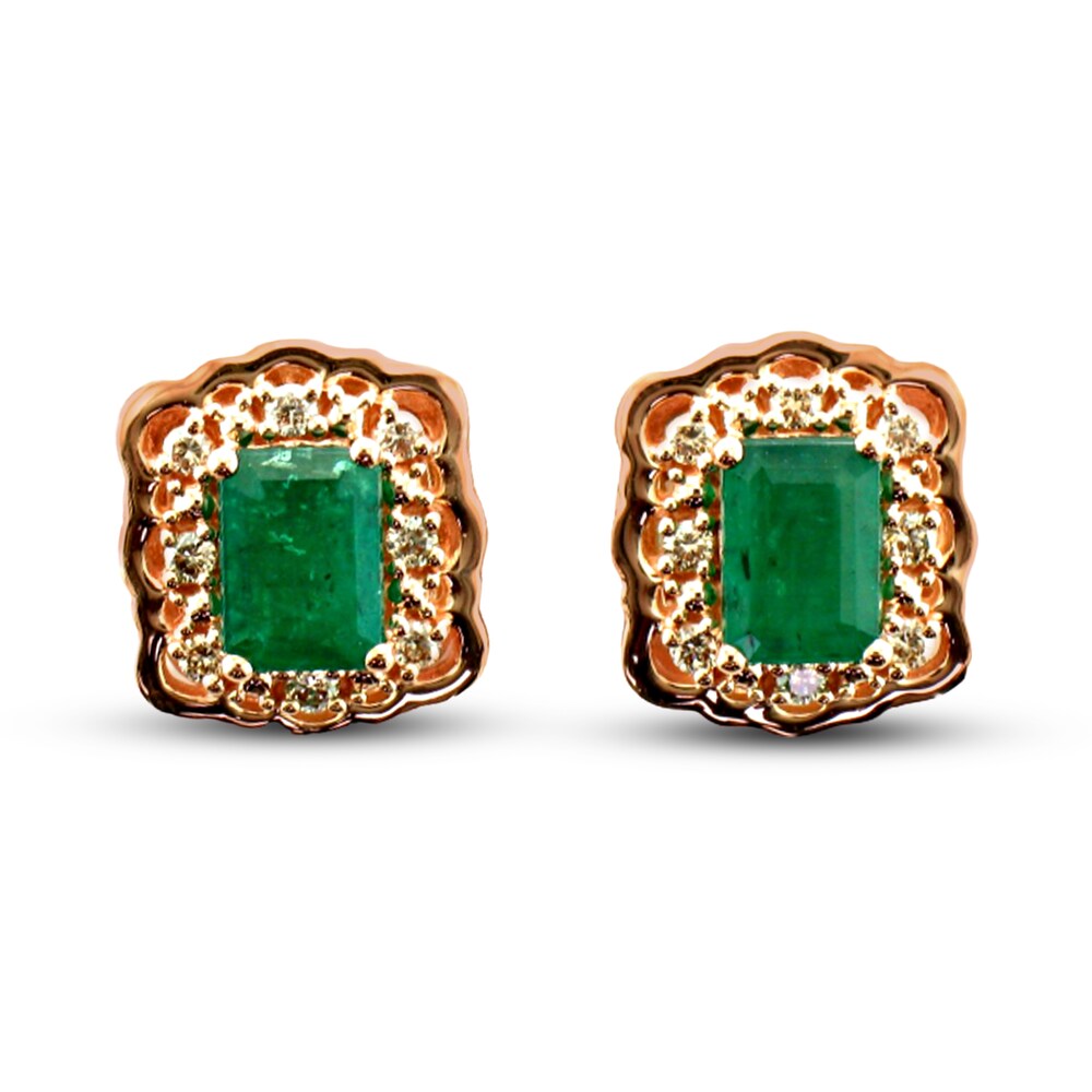 Le Vian Natural Emerald Earrings 1/4 ct tw Diamonds 14K Strawberry Gold STGnc0TW Le Vian Natural Emerald Earrings 1/4 ct tw Diamonds 14K Strawberry Gold STGnc0TW