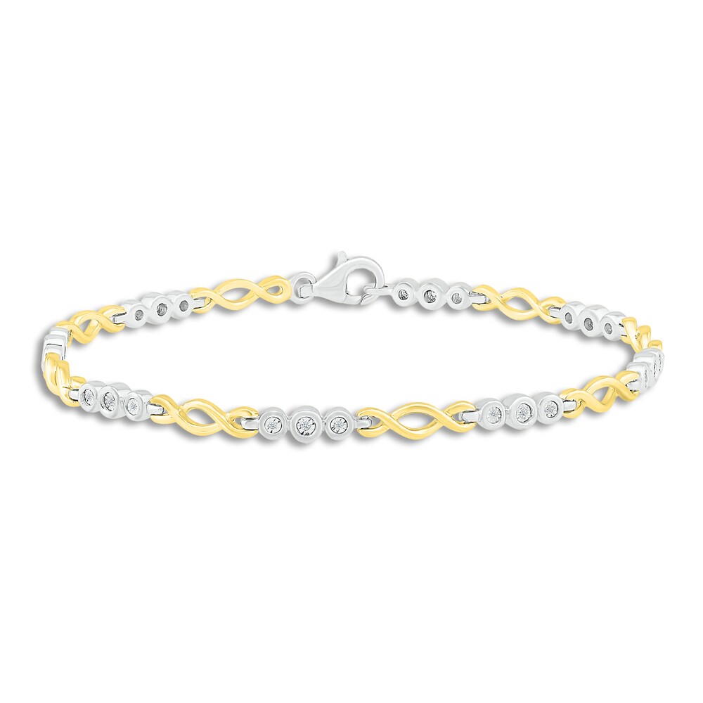 Diamond Bracelet 1/10 ct tw Round-cut Sterling Silver/10K Gold SY3tdp9u Diamond Bracelet 1/10 ct tw Round-cut Sterling Silver/10K Gold SY3tdp9u
