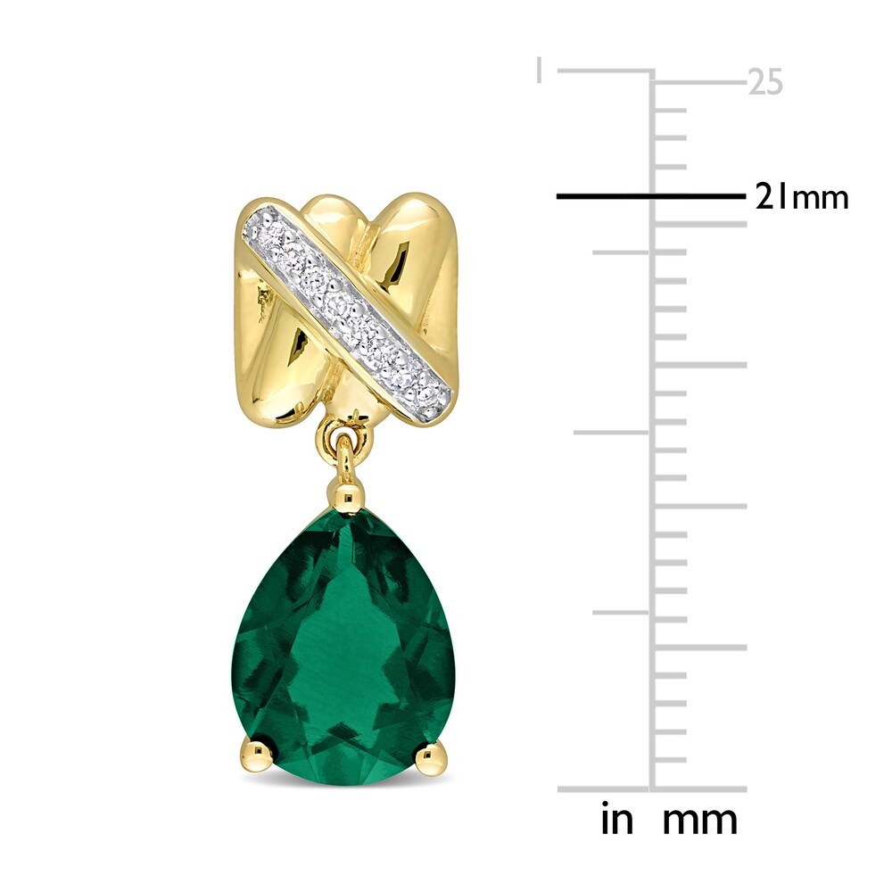 Lab-Created Emerald Earrings 1/15 Diamonds 14K Yellow Gold ShI2No5u Lab-Created Emerald Earrings 1/15 Diamonds 14K Yellow Gold ShI2No5u