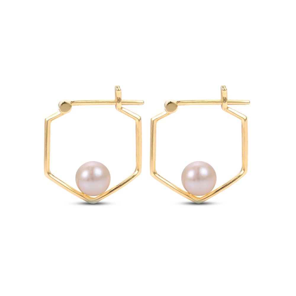 Cultured Freshwater Pearl Hoop Earrings 14K Yellow Gold ShIFyHam Cultured Freshwater Pearl Hoop Earrings 14K Yellow Gold ShIFyHam