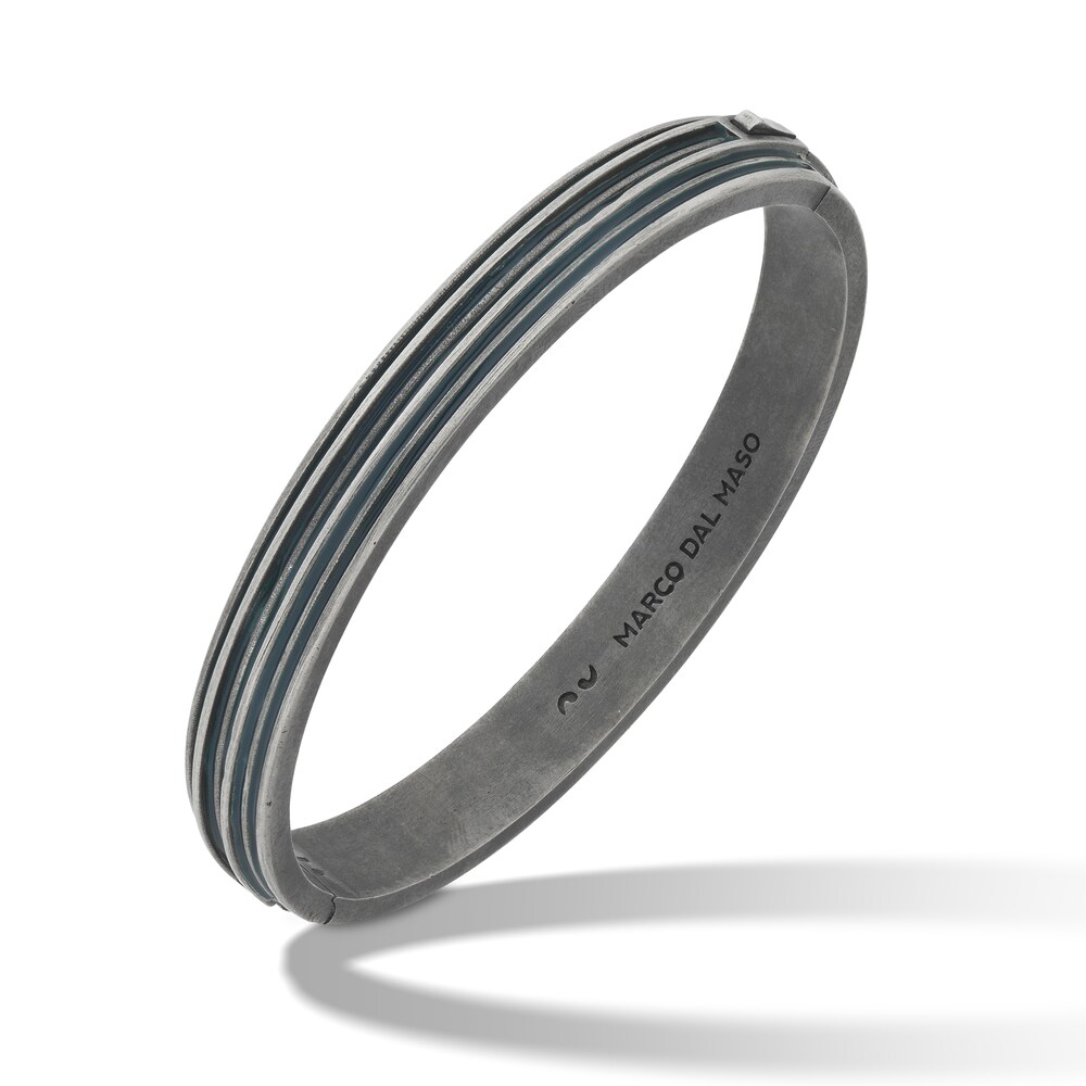 Marco Dal Maso Men\'s Acies Wide Bangle Bracelet Green Enamel Sterling Silver 7\" SiADs1RN Marco Dal Maso Men\'s Acies Wide Bangle Bracelet Green Enamel Sterling Silver 7\" SiADs1RN
