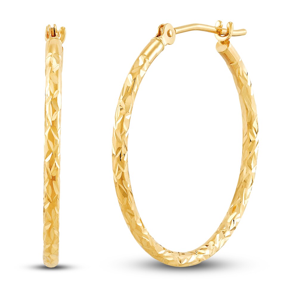 Diamond-Cut Round Tube Hoop Earrings 10K Yellow Gold 24mm Sirpq2Zo Diamond-Cut Round Tube Hoop Earrings 10K Yellow Gold 24mm Sirpq2Zo