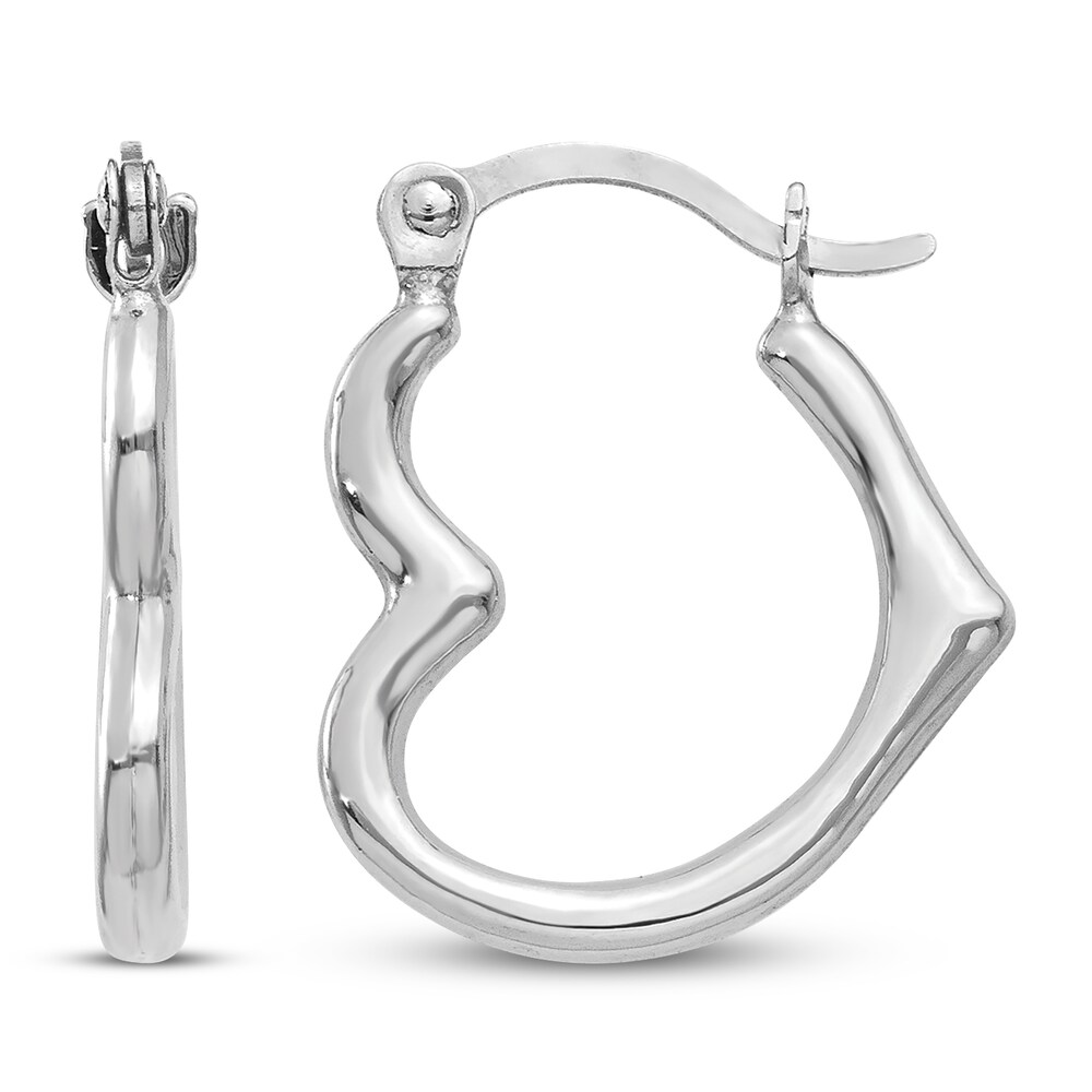 Heart Hoop Earrings 14K White Gold SowYozOl Heart Hoop Earrings 14K White Gold SowYozOl