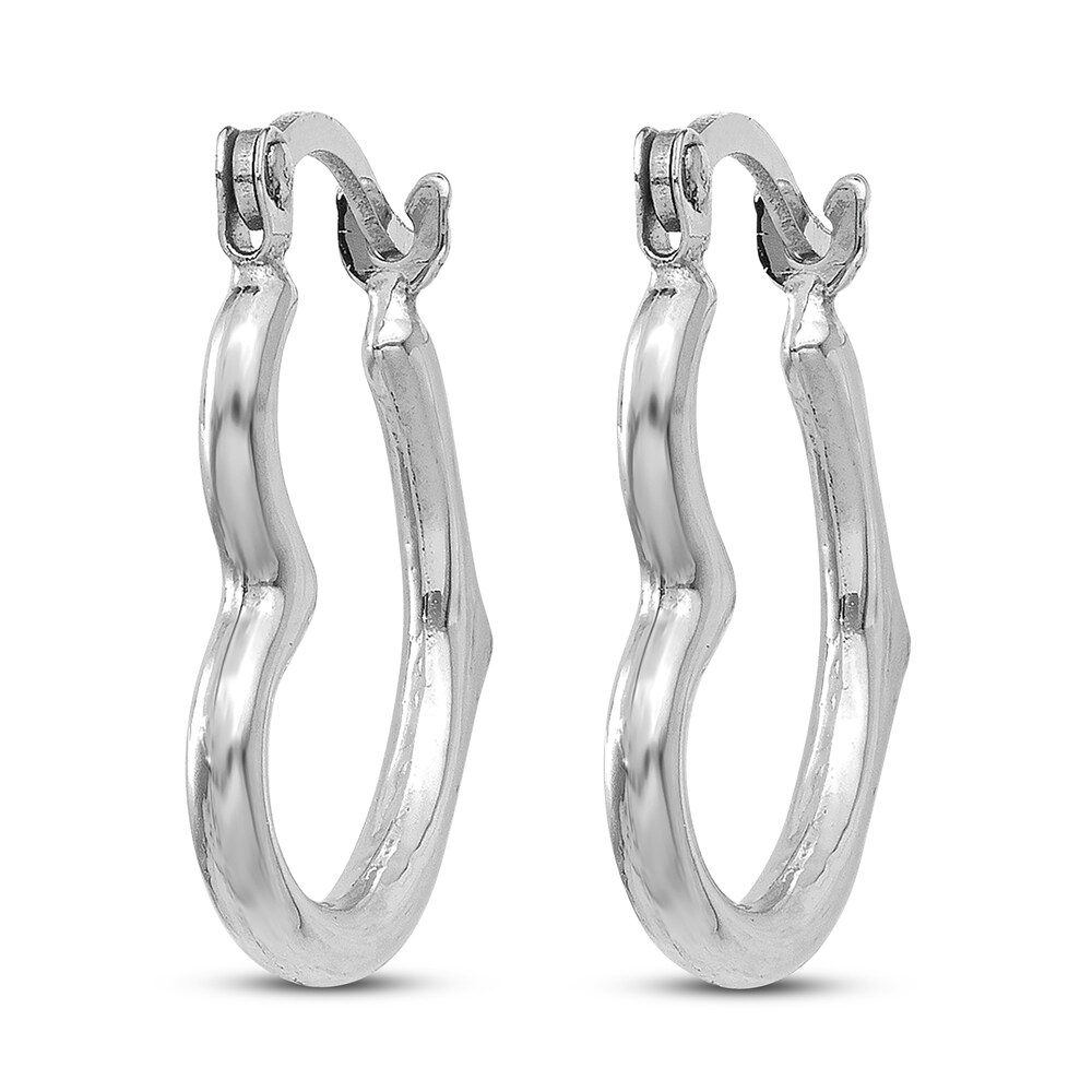 Heart Hoop Earrings 14K White Gold SowYozOl Heart Hoop Earrings 14K White Gold SowYozOl